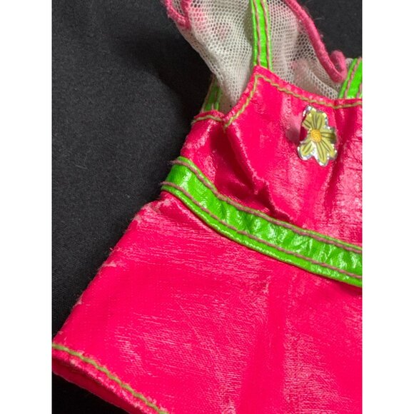 Mattel Sticker Craze Vintage 1997 Barbie Doll Dress Pink & Green Floral Mesh Tri - Picture 4 of 7